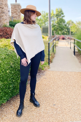 Riverside Luxe Convertible Cardigan Wrap – Chevron Knit with Gold Button Detail