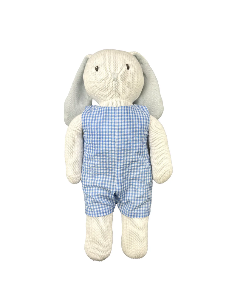 Knit Bunny Doll with Blue Check Romper