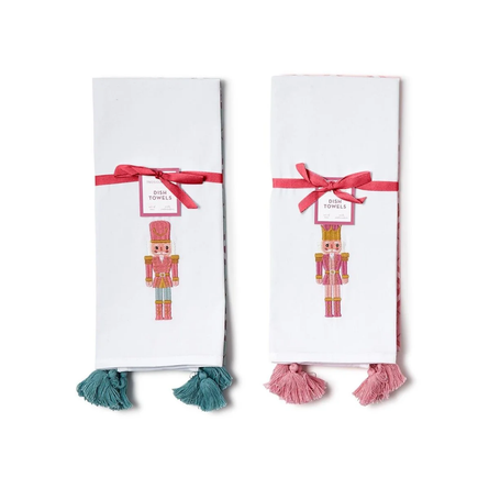 Nutcracker Set of 2 Dish Towels with Tassels (select from 2 designs)