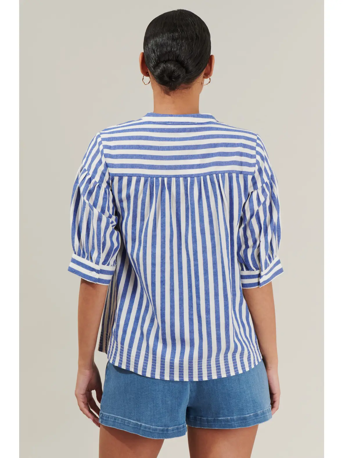 Catana Striped Split Neck Top