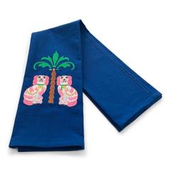 Staffordshire Dogs with Palm Tree Tea Towel