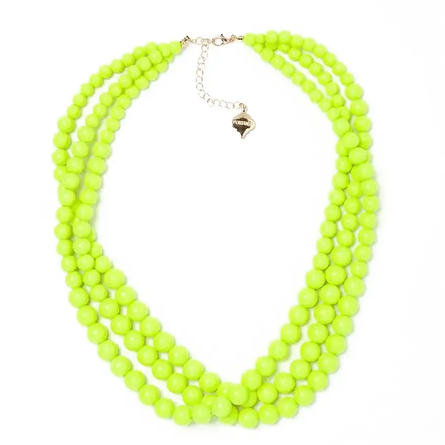 Neon Yellow Winnie Triple-Strand Beaded Necklace