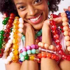 Red Iris Large Resin Bead Necklace
