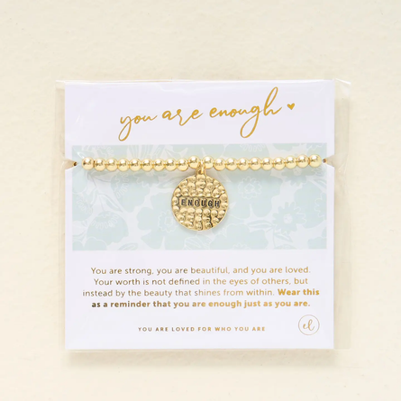You Are Enough Sentiment Charm Bracelet – Gold