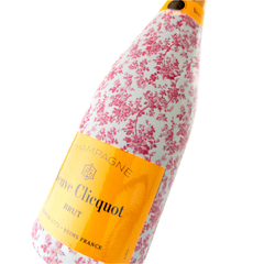 Grandmillennial Pink Floral Champagne Bottle Wrap – Fits Veuve 750ml