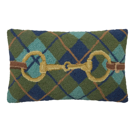 Gingham Buckle Hook Pillow – 12" x 20" Equestrian Accent Cushion