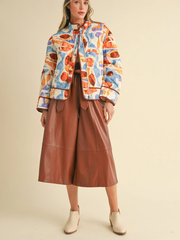 Exclusive Print Quilted Jacket with Contrast Binding