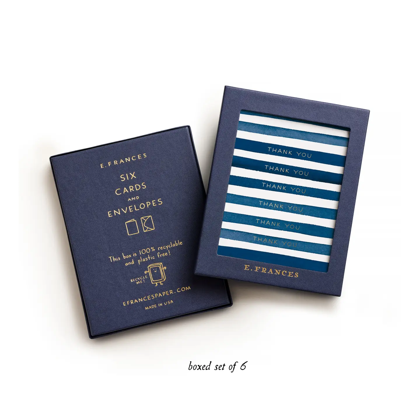 Navy Stripes Thank You Boxed Card Set