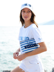 Morgan "Lake Weekend" Large Zip Pouch, Blue