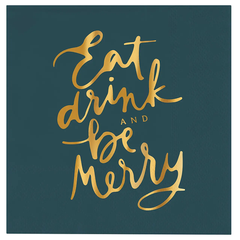 Eat, Drink, and Be Merry Ceramic Napkin Tray + Napkins