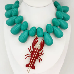 Lobster Kitsch & Sea Resin Bead Necklace
