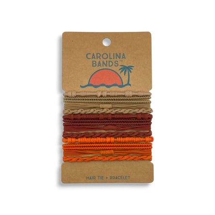 Sand Dark Red and Red Orange   Boho Hair Tie + Bracelet Set – 12 Multicolor Sand-Tone Bands (Copy) (Copy) (Copy)