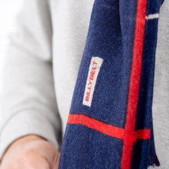 Navy + Red 100% Wool Scarf