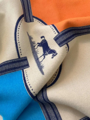 Equestrian Prance Turquoise and Orange Reversible Wrap– Artisan Shawl