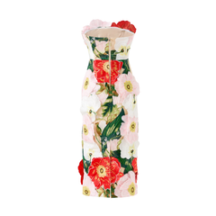 Floral Embroidered Strapless Midi Dress