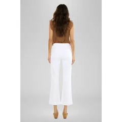 High Rise Relaxed Cropped Flare Jeans – White