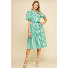 Kelly Green Stripe Midi Dress