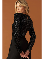 Black Sequin Bodysuit