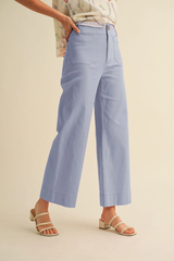 High-Waist Cropped Wide Leg Pants – Cornflower Blue