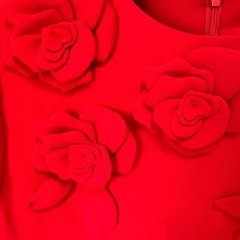 Floral Red Dress | Short Sleeve Elegance