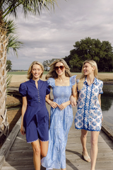 Floral Tile Short Sleeve Shift Dress with Ric-Rac