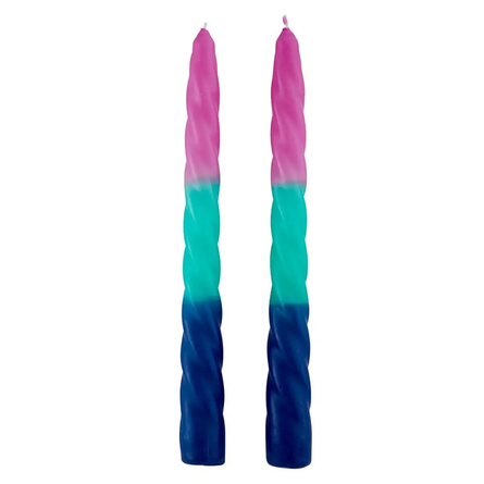 Pink Green Blue Taper Candle