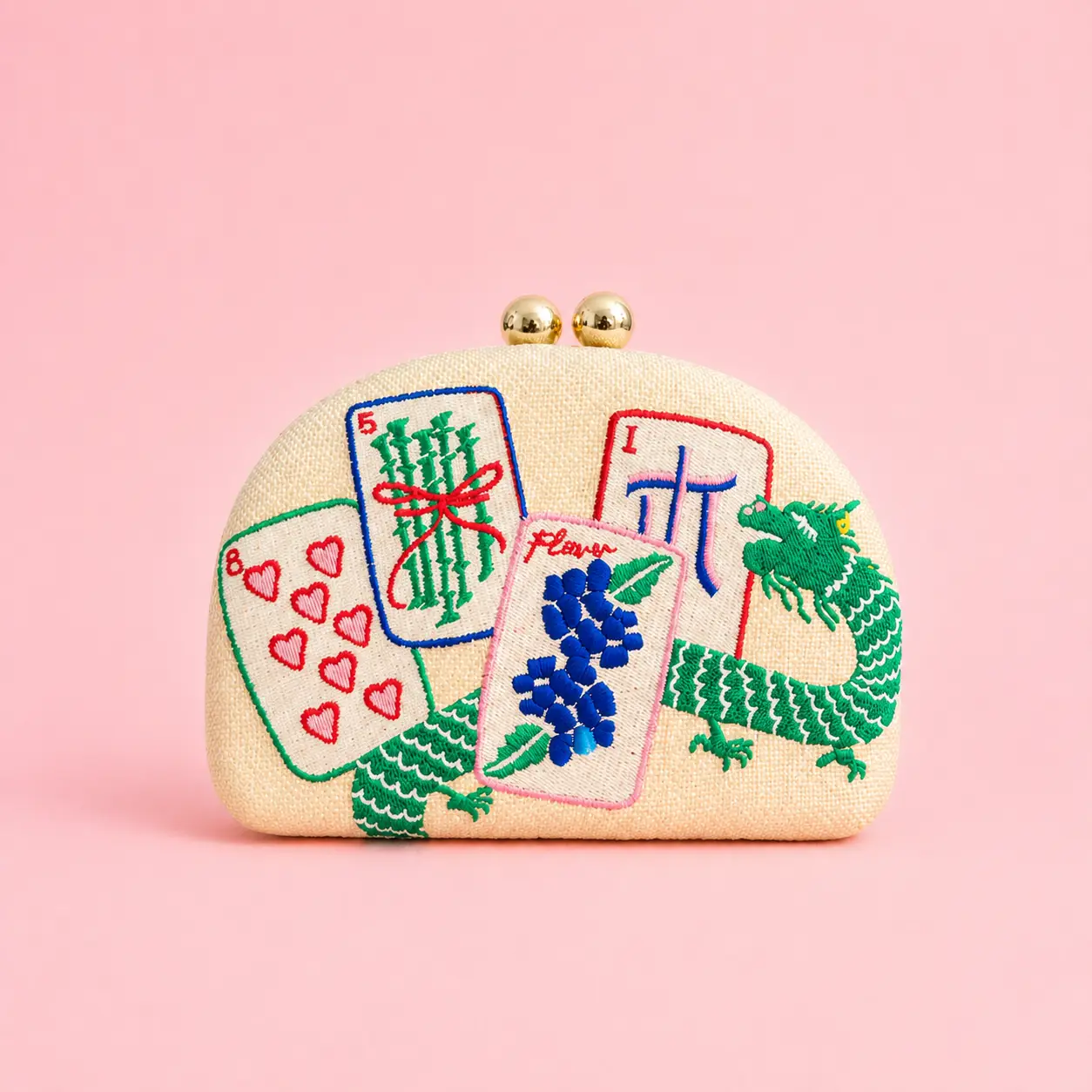 Mahjong Embroidered Clutch