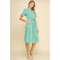 Kelly Green Stripe Midi Dress