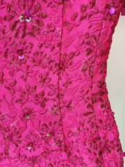 Radiant Jacquard Beaded Dress | Fuchsia