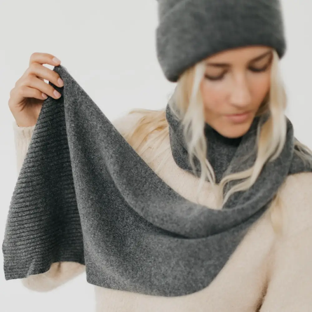 Cassidy Cashmere Wrap and Beanie Duo – Charcoal