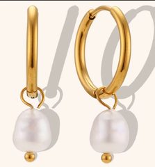 Pearl Hoop- Stainless Steel Hoop Pearl
