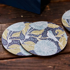 Coasters: Chrysanthemum Bird Round Coasters, Set of 4