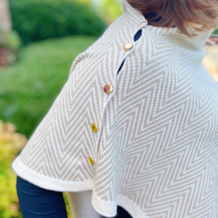 Riverside Luxe Convertible Cardigan Wrap – Chevron Knit with Gold Button Detail