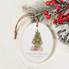West Hartford Connectictut Tree Oval Ornament-Cottage