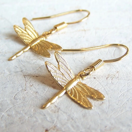 Dragon Fly Gold Earrings