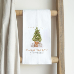 Tree Farmington Connecticut Cotton Tea Towel White-Cottage