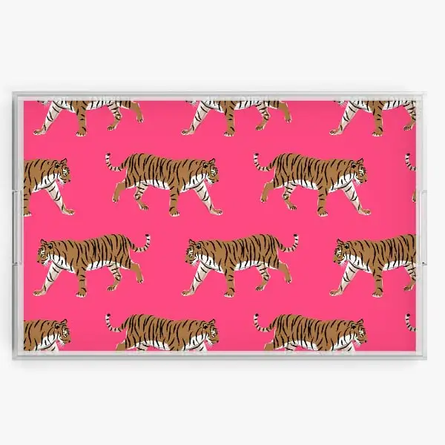 Hot Pink Tiger Acrylic Tray 11x17"