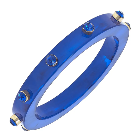 Renee Blue Resin and Rhinestone Bangle