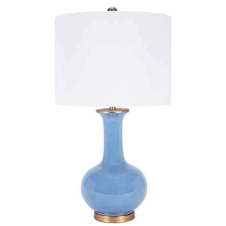 Olivia Blue Parisian Porcelain Lamp with White Shade