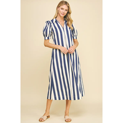 Navy Cabana Stripe Maxi Dress