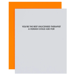 Unlicensed Therapist Letterpress Greeting Card