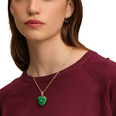 Let Your Heart Lead Gemstone Pendant Necklace – 14K Gold PVD Heart Charm