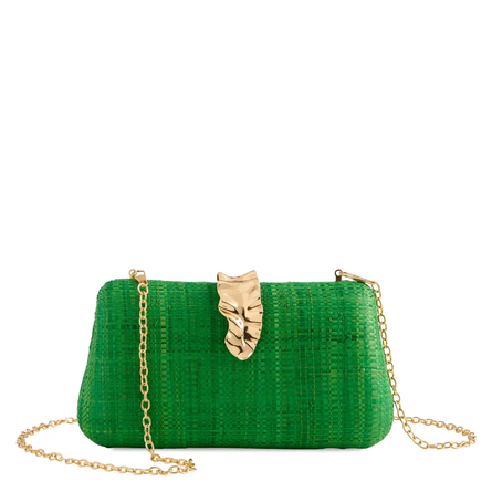 Nori Minaudière – Green Raffia Clutch
