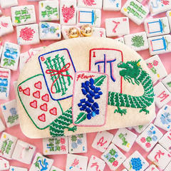 Mahjong Embroidered Clutch