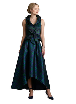 High Low Plaid Ball Skirt with Sash Vivid Hue Home Holiday Edit