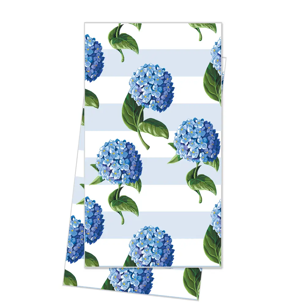 Hydrangeas Stripe Pattern Tea Towel