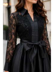 Midnight Romance Beaded Lace Maxi Dress