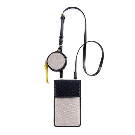 Frankie Phone Holder – Black Crossbody with Removable Coin Pouch
