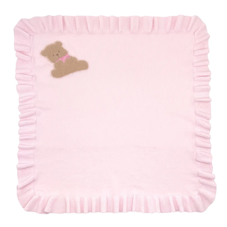 Pink Bear Lightweight Knit Baby Blanket