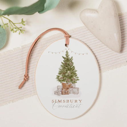 Simsbury Connectictut Tree Oval Ornament-Cottage (Copy)